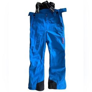 DKB mens snow ski pants turquoise & black w/red detail w/suspenders sz 46